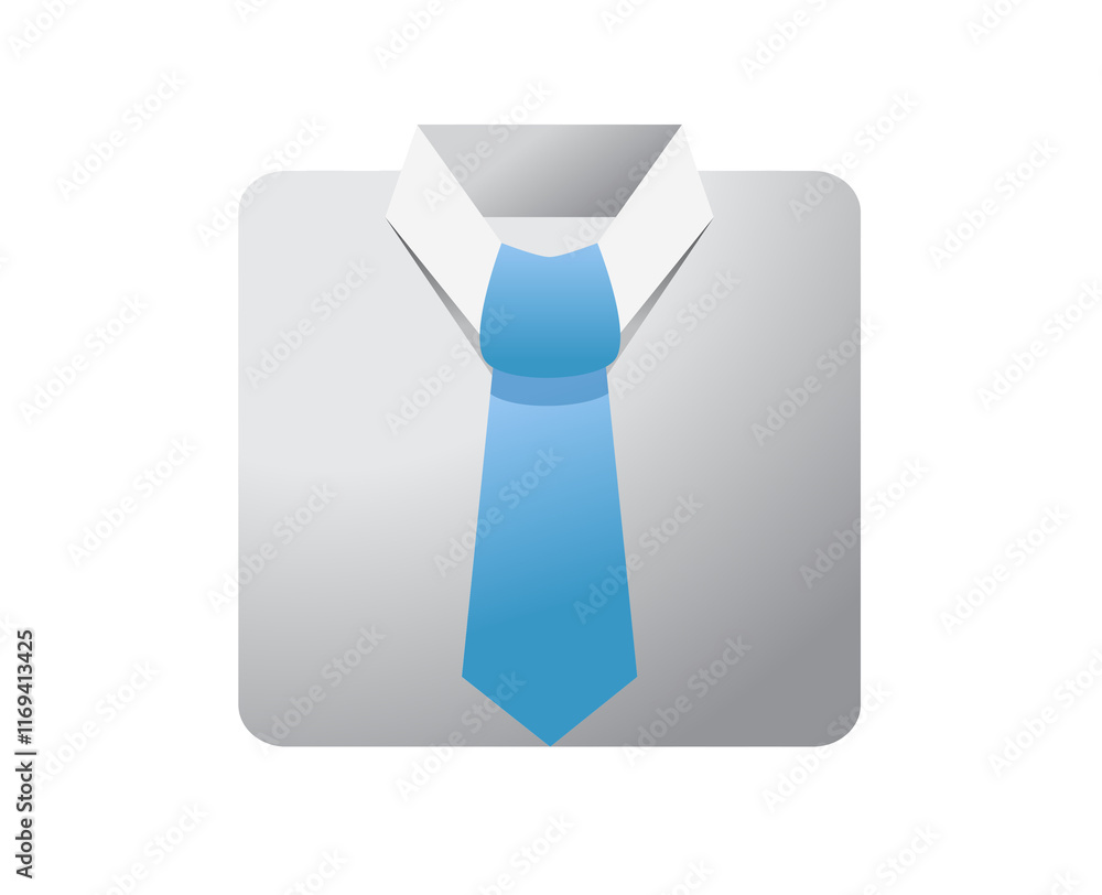 Gradient gray blank menswear folded shirt with blue tie icon Gradient gray blank menswear folded shirt with blue tie icon