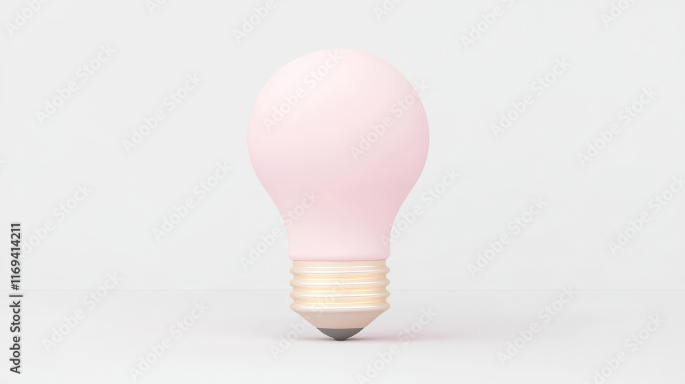 Fototapeta premium A pink light bulb stands out on a minimalist background.