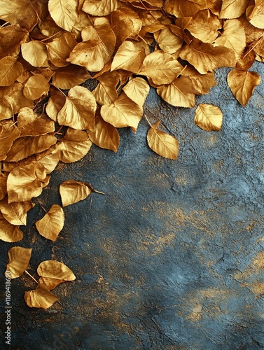 Golden Leaves Arranged On A...