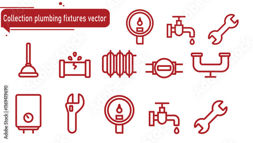 Collection plumbing fixtures vector