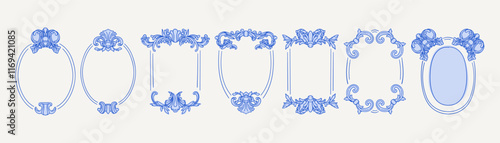 Vintage Victorian Antique Frame Collection. Hand-drawn decorative ornate Baroque drawings for wedding invitations, logos, monograms, menus. Elegant luxury clipart in doodle sketch style.