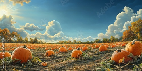 Autumn Pumpkin Patch Sunny ...