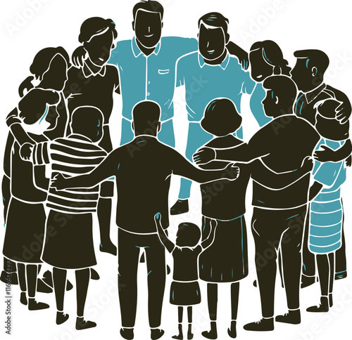 Family reunion icon silhouette vector with white background 