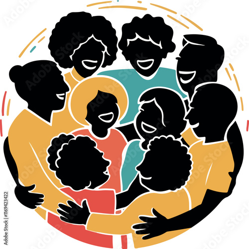 Family reunion icon silhouette vector with white background 