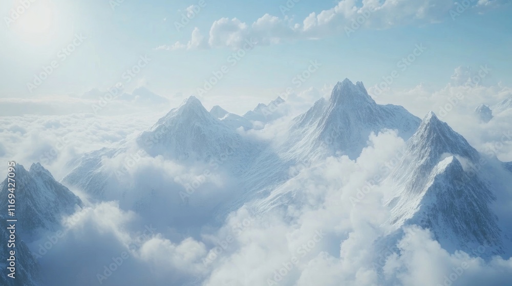 A breathtaking view of a snowy mountain range with peaks reaching into the clouds, inviting adventure and exploration. 8k, realistic, full ultra HD, high resolution, and cinematic photography A breathtaking view of a snowy mountain range with peaks reaching into the clouds, inviting adventure and exploration. 8k, realistic, full ultra HD, high resolution, and cinematic photography