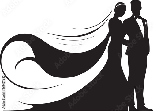 New Married Couple icon silhouette vector with white background 