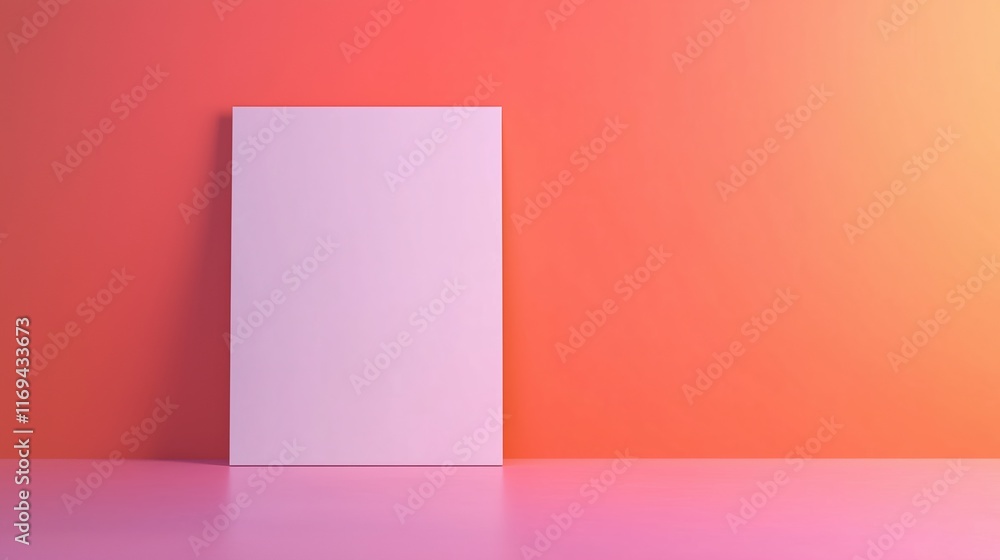 Blank White A3 Half-Fold Brochure Mockup Against Gradient Pink and Orange Background Blank White A3 Half-Fold Brochure Mockup Against Gradient Pink and Orange Background