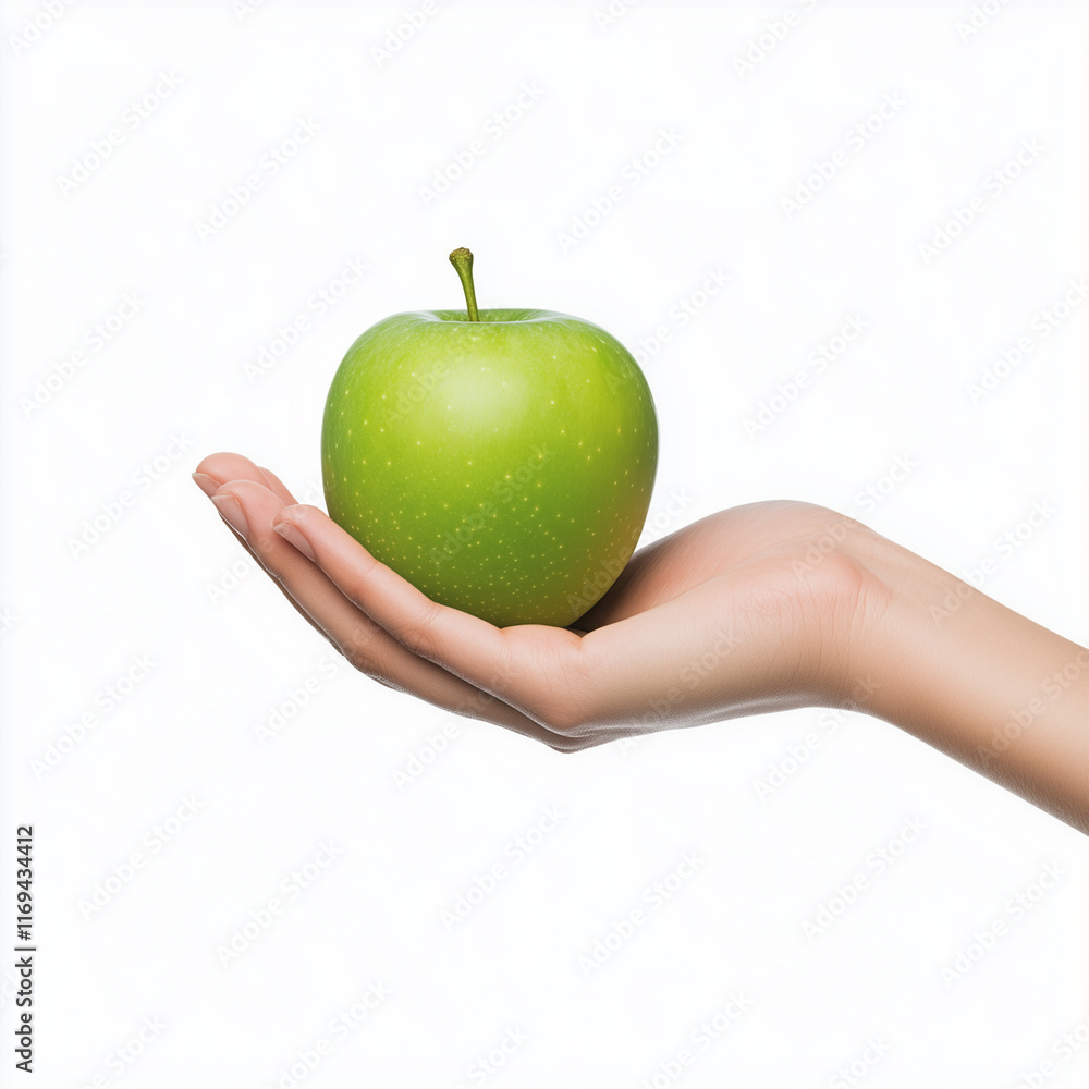apple in hand isolated on white apple in hand isolated on white
