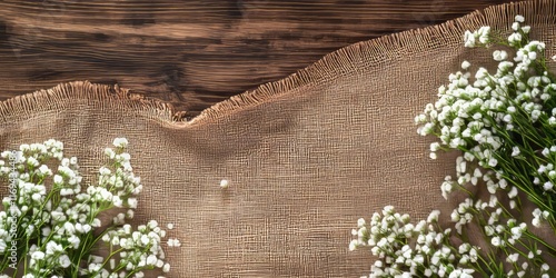 White Flowers and Burlap on...