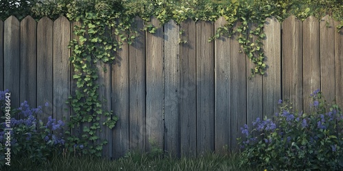 Weathered Wooden Fence Over...