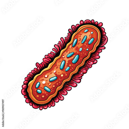 Detailed vector illustration of Mycobacterium tuberculosis, a rod-shaped bacterium responsible for tuberculosis.