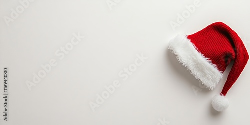 A Red Knit Santa Hat on Whi...