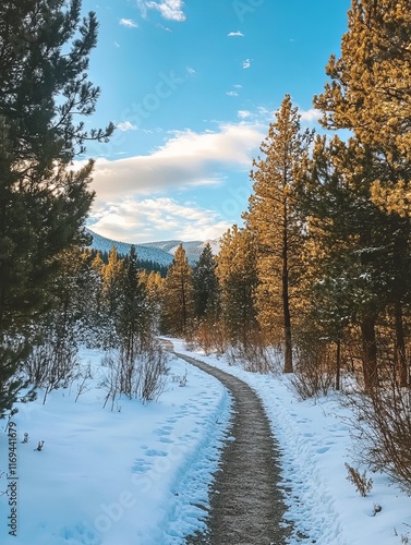 Snowy Path Winding Through ...