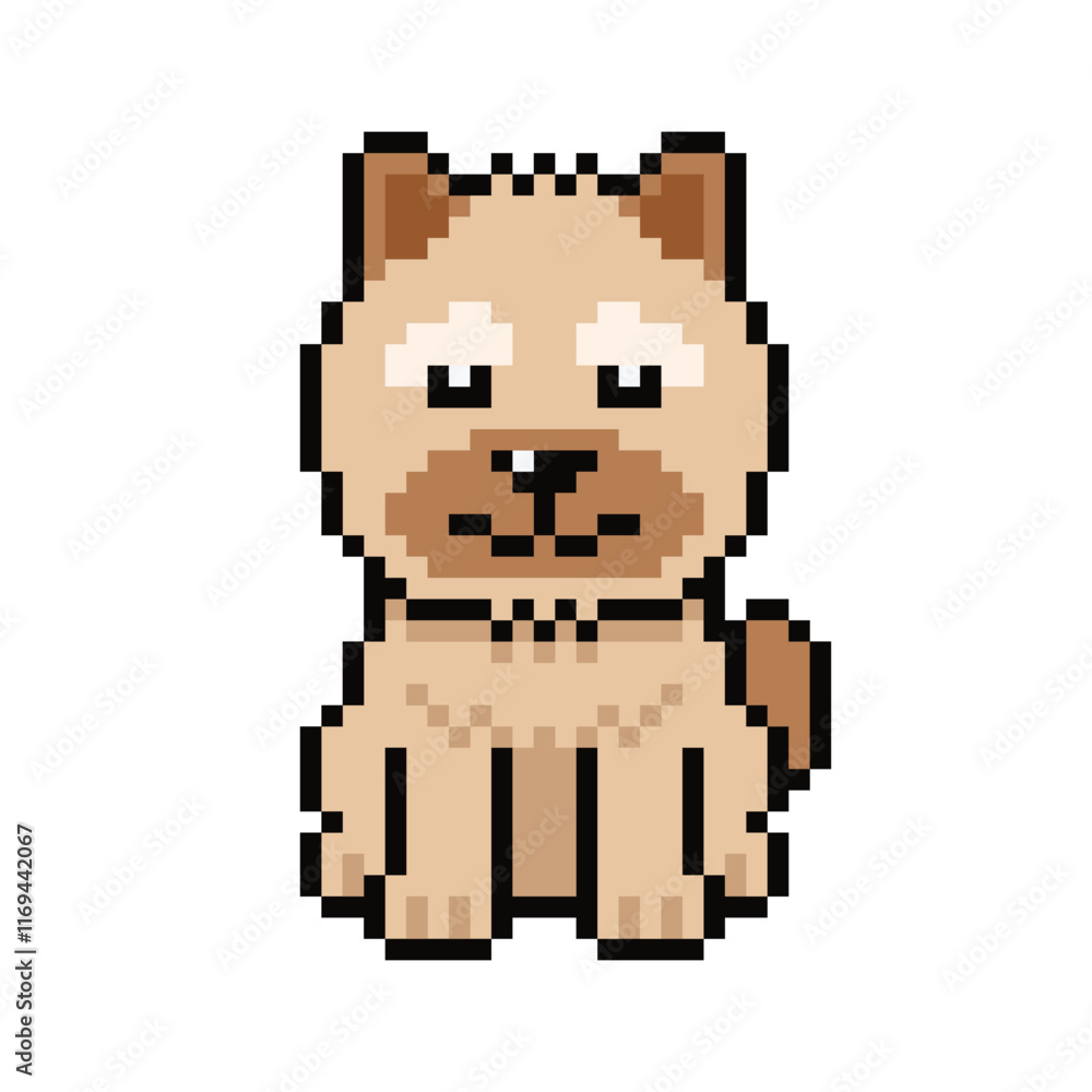 Obraz premium Pixel art shih tzu dog vector in retro style for design.