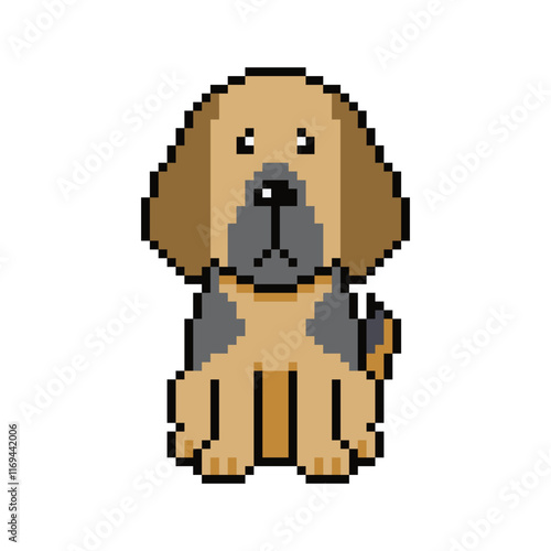 Pixel art cute great dane dog vector in retro style for design.