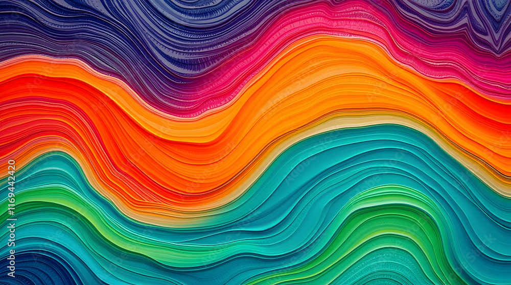 Obraz premium A vibrant abstract design with colorful waves and seamless rainbow patterns