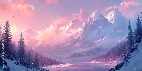 Serene Winter Mountain Land...