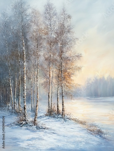 Snow Covered Birch Trees Be...