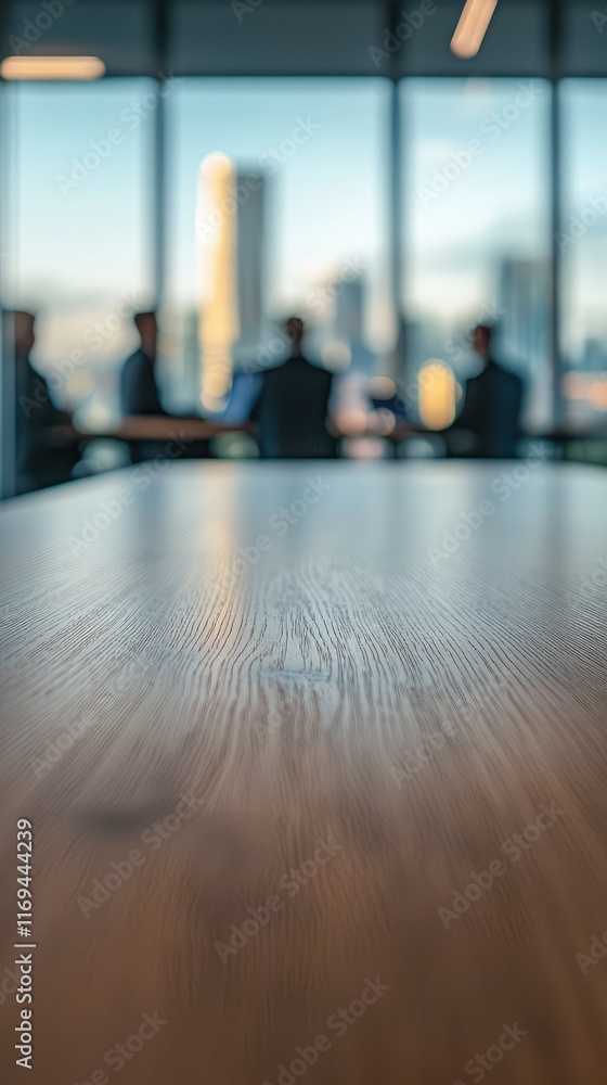 Business Meeting with Urban View Over Conference Table Business Meeting with Urban View Over Conference Table