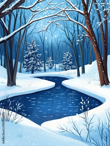 Serene Winter River Winding...