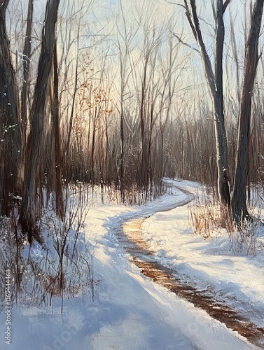 Winter Pathway Through Snow...