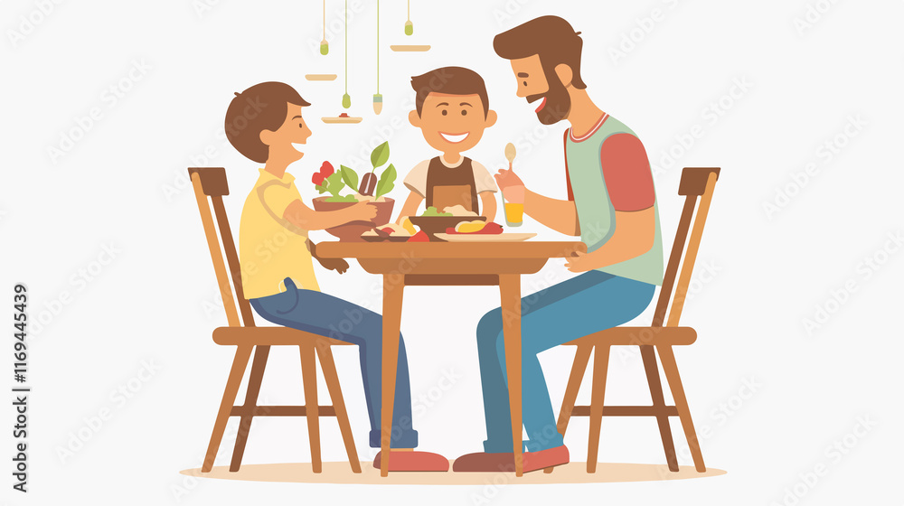 Happy Family Enjoying Meal Together with Child at Home