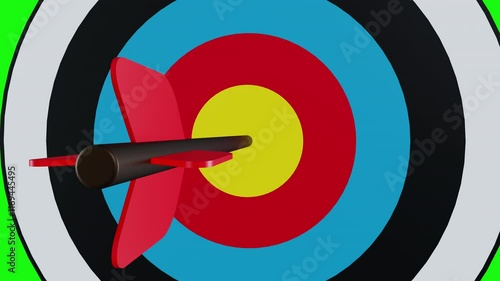 3D render arrow dart hitting the goal target for show the successful goal on black background.
