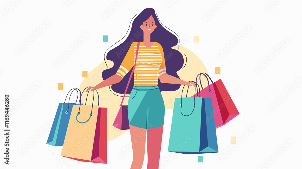 Great Shopping Sale Flat Vector on White Background Great Shopping Sale Flat Vector on White Background