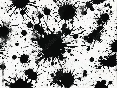 Black ink splash isolated on white background. Ink splash texture. Grunge background. Ink splatter. Eps10.