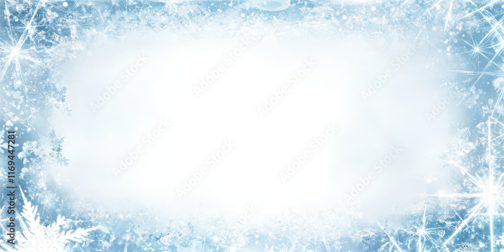 Fototapeta premium Elegant Winter Snowflake Border Design Background