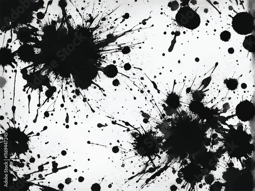 Black ink splash isolated on white background. Ink splash texture. Grunge background. Ink splatter. Eps10.