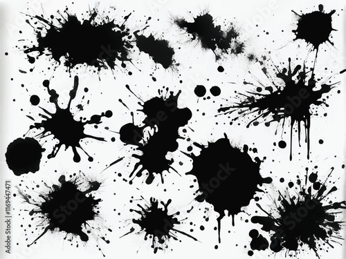 Black ink splash isolated on white background. Ink splash texture. Grunge background. Ink splatter. Eps10.