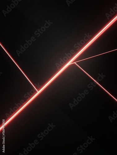 Abstract Red Neon Lines on ...