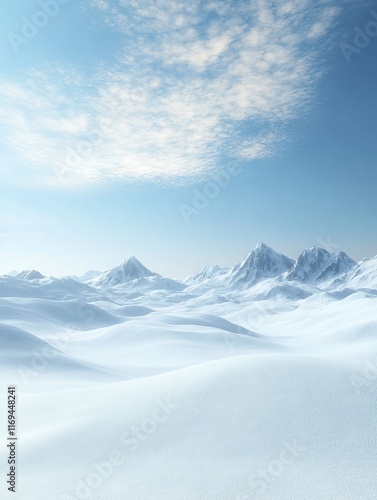 Serene Snow Covered Mountai...