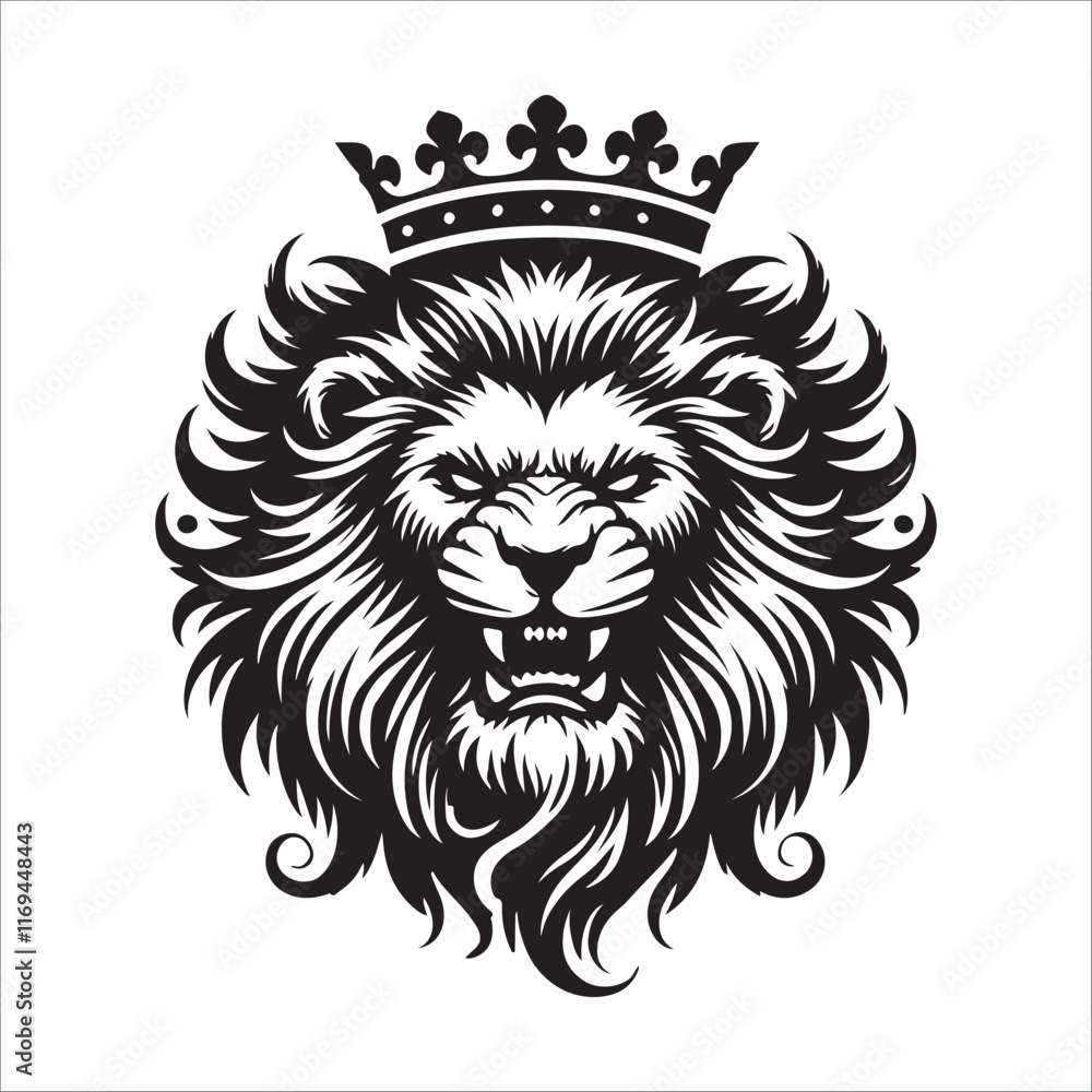 Obraz premium lion head silhouette vector