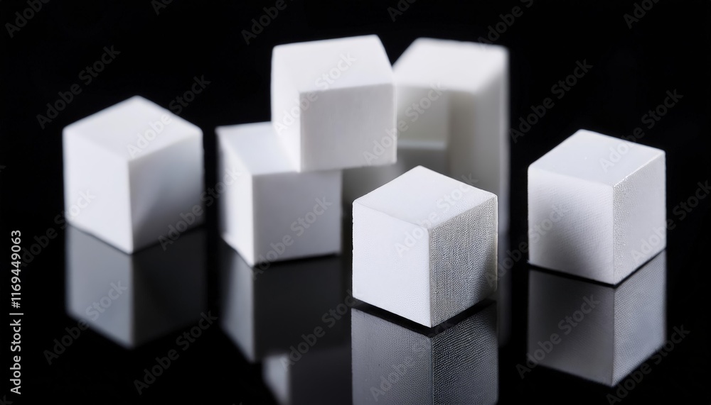 matt white pixel particle cubes on black background matt white pixel particle cubes on black background