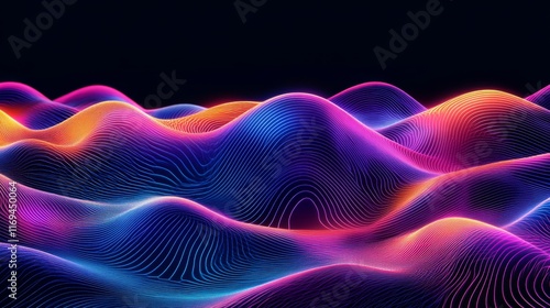 Vibrant Waves in Abstract Colorful Digital Landscape