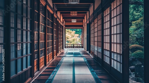 Wallpaper Mural Serene Japanese Corridor with Natural Light and Garden View Torontodigital.ca