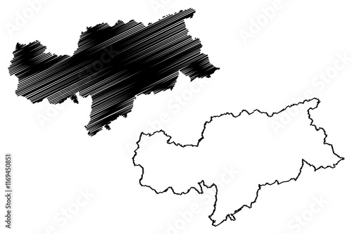 South Tyrol (Italy, Italian Republic, Trentino-South Tyrol or Trentino-Alto Adige, Sudtirol Autonomous region) map vector illustration, scribble sketch Autonomous Province Bolzano – South Tyrol map