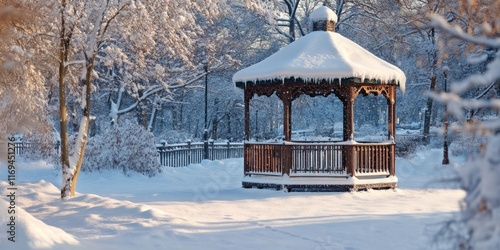 Snow Covered Gazebo In A Wi...