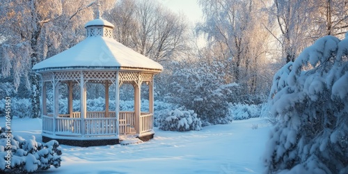 Snow Covered Gazebo in a Wi...