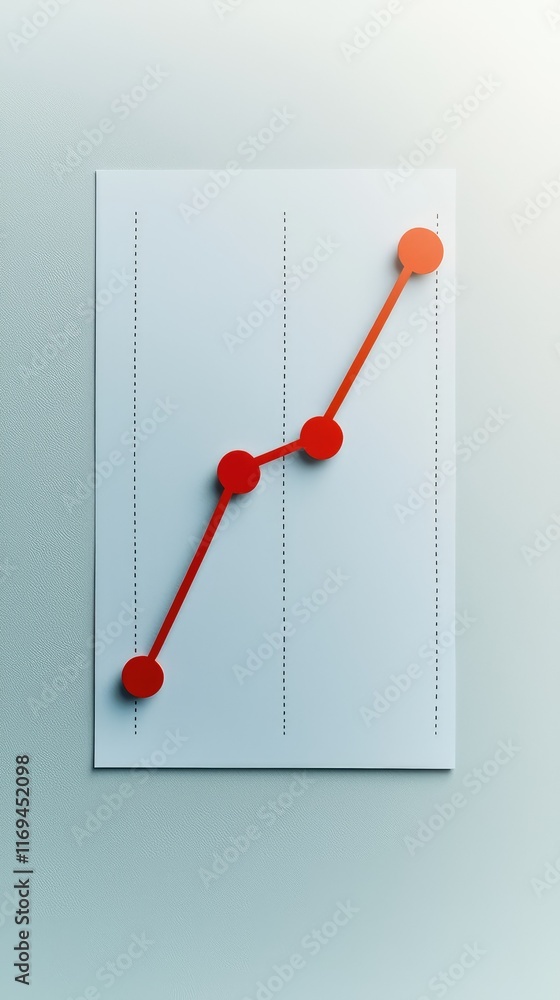 Red Growth Chart with Circles and Lines on White Background Red Growth Chart with Circles and Lines on White Background
