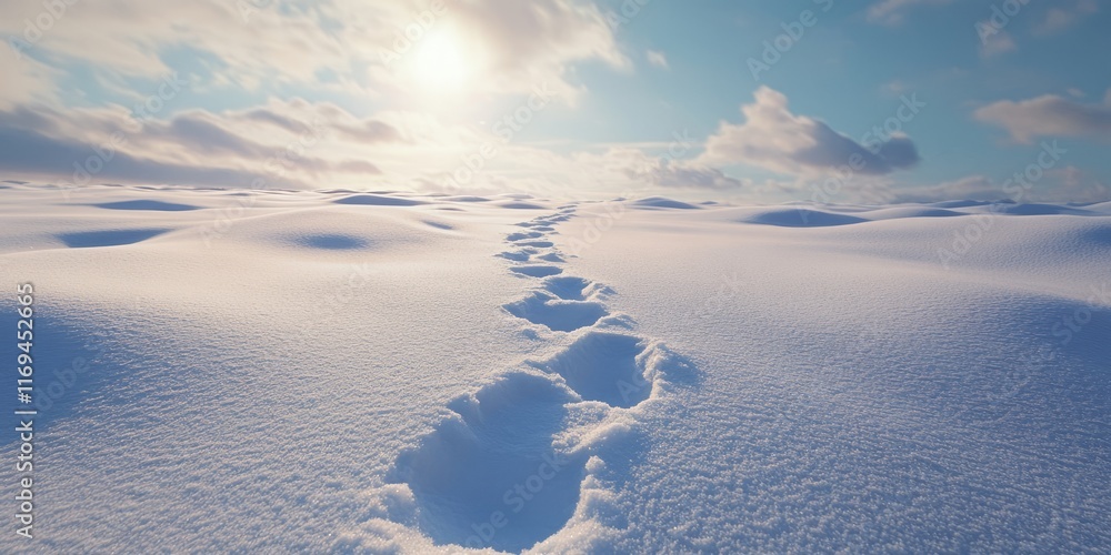 Footprints in Snow Leading Towards a Sunny Sky Footprints in Snow Leading Towards a Sunny Sky