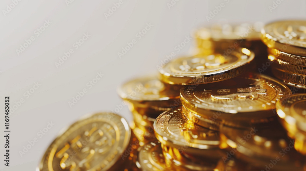 piles of money, gold coins isolated on white piles of money, gold coins isolated on white