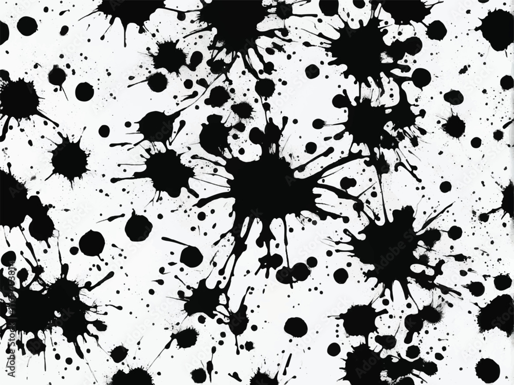 Obraz premium Black ink splash isolated on white background. Ink splash texture. Grunge background. Ink splatter. Eps10.