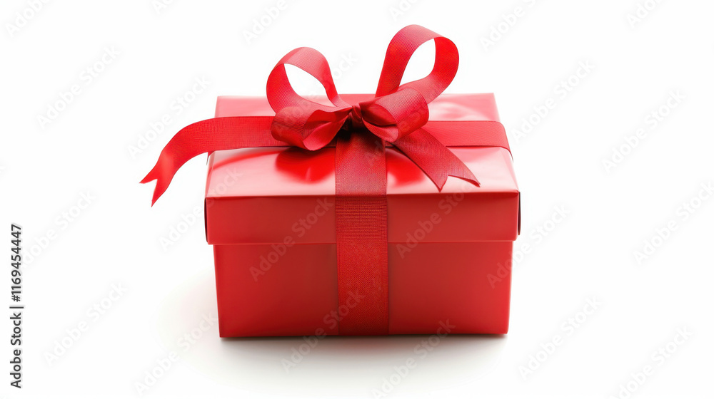 Obraz premium red gift box isolated on white
