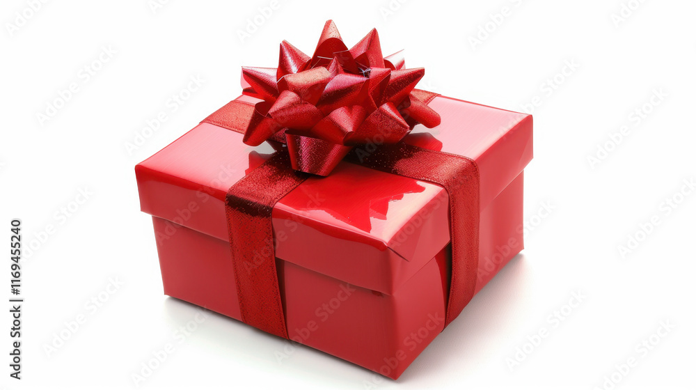 Fototapeta premium red gift box isolated on white