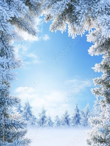 Snow covered pine branches ...