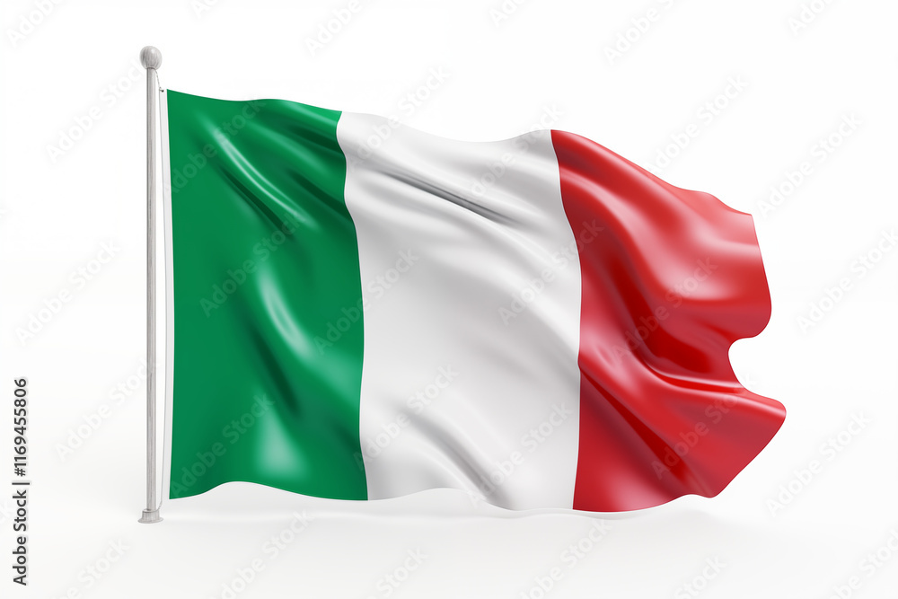Italian flag on a white background, featuring the iconic green, white, and red tricolor design, perfect for educational, cultural, or creative projects celebrating Italy's heritage and national. Italian flag on a white background, featuring the iconic green, white, and red tricolor design, perfect for educational, cultural, or creative projects celebrating Italy's heritage and national.