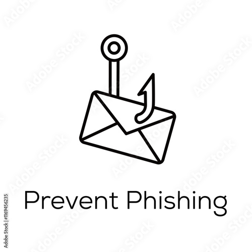 Prevent Phishing Icon – Hook Representing Phishing Protection - Vector editable stroke 